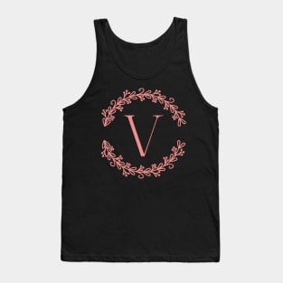 Pink Monogram Letter V Tank Top